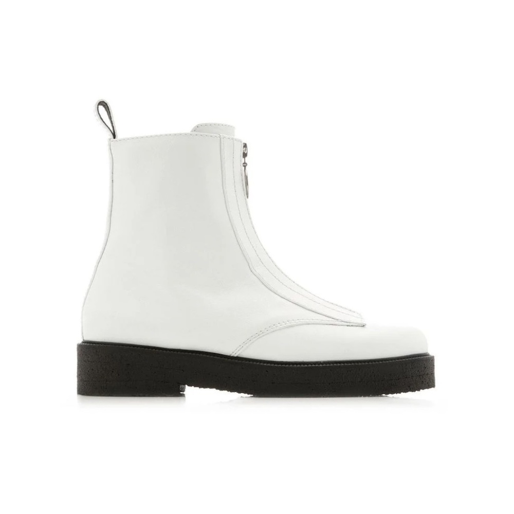 Staud Palermo white front zip boots 38